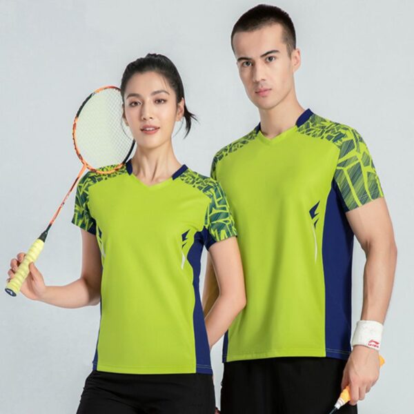 Summer couple badminton wear short-sleeved T-shirt men and women table tennis volleyball tennis sportswear - Image 2
