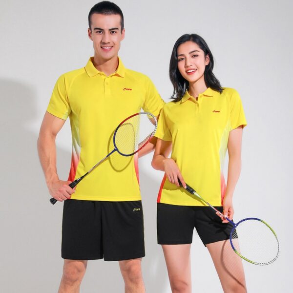 Summer couple badminton wear short-sleeved T-shirt men and women table tennis volleyball tennis sportswear - Image 3