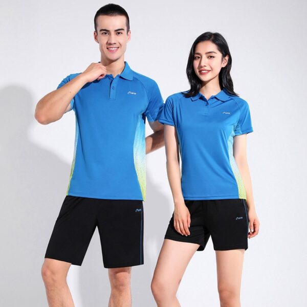 Summer couple badminton wear short-sleeved T-shirt men and women table tennis volleyball tennis sportswear - Image 2