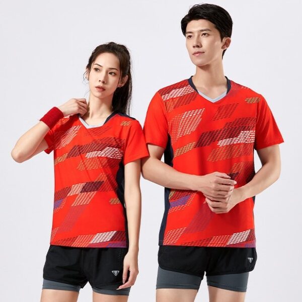Summer men and women casual sports short-sleeved T-shirts adult badminton tennis table tennis tops - Image 3