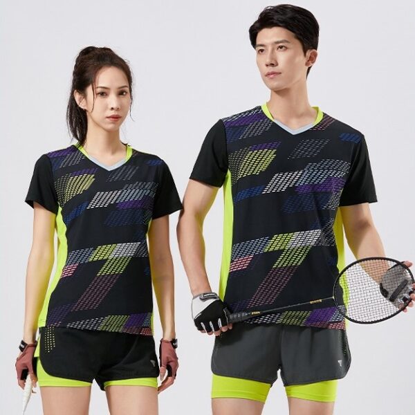 Summer men and women casual sports short-sleeved T-shirts adult badminton tennis table tennis tops - Image 2