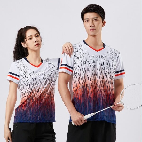 Summer men and women casual sports short-sleeved T-shirts adult badminton tennis table tennis tops couple quick-drying