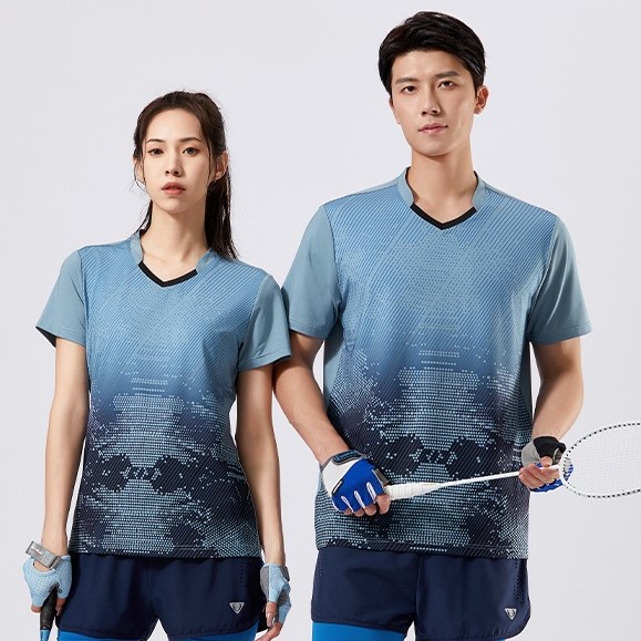Summer men and women casual sports short-sleeved T-shirts adult badminton tennis table tennis tops couple quick-drying