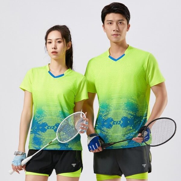 Summer men and women casual sports short-sleeved T-shirts adult badminton tennis table tennis tops couple quick-drying - Image 2