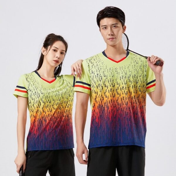 Summer men and women casual sports short-sleeved T-shirts adult badminton tennis table tennis tops couple quick-drying - Image 2