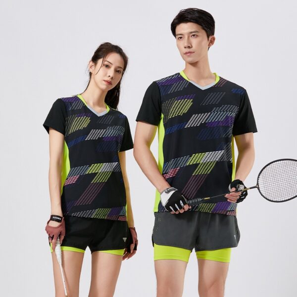 Summer men and women casual sports short-sleeved T-shirts adult badminton tennis table tennis tops couple quick-drying clothes - Image 2