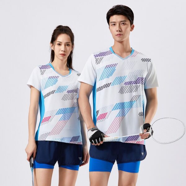 Summer men and women casual sports short-sleeved T-shirts adult badminton tennis table tennis tops couple quick-drying clothes