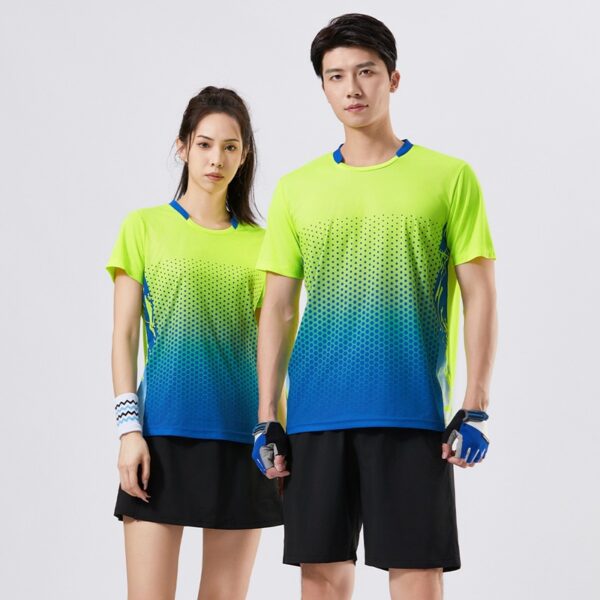 Summer men and women casual sports short-sleeved T-shirts badminton tennis table tennis tops couple quick-drying clothes - Image 4