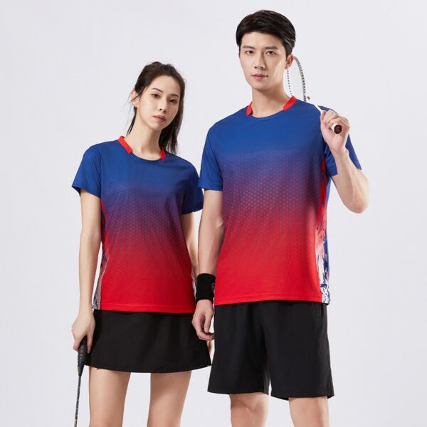 Summer men and women casual sports short-sleeved T-shirts badminton tennis table tennis tops couple quick-drying clothes